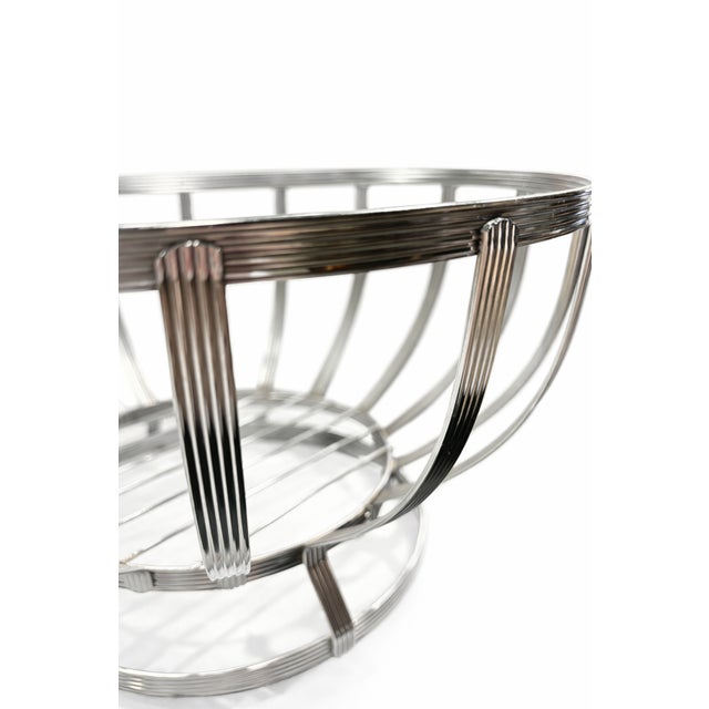 Mid-Century Modern 1960s Mid-Century Modern Stainless Steel Wire Basket – 11” Diameter Sculptural Fruit Bowl For Sale - Image 3 of 4
