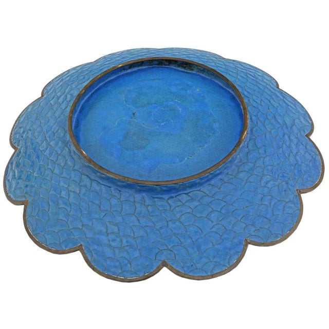 Metal Japanese Cloisonne Charger Plate For Sale - Image 7 of 9