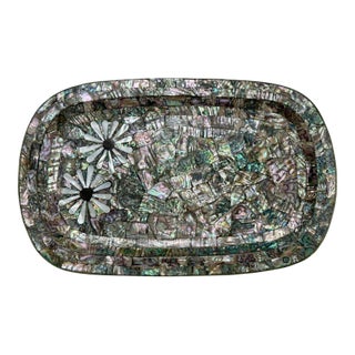 Los Castillo Taxco Mexican Modernist Abalone, Mother of Pearl & Silvered Tray For Sale