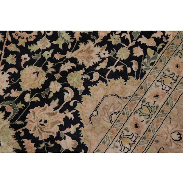 1990s Floral Pak-Persian Black/Dark Gold Wool Rug - 10'1'' X 14'0'' For Sale - Image 5 of 8