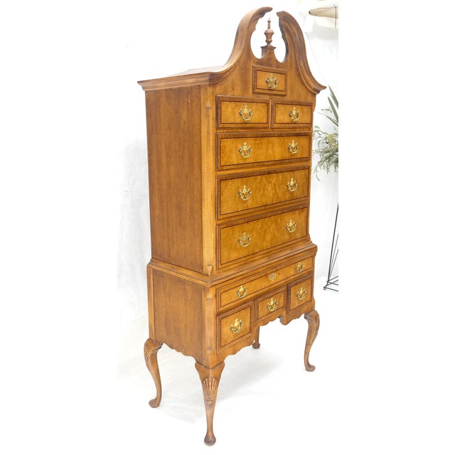 1960s Baker 10 Drawer Chippendale Style Brass Hardware Queen An Highboy Dresser For Sale - Image 5 of 7