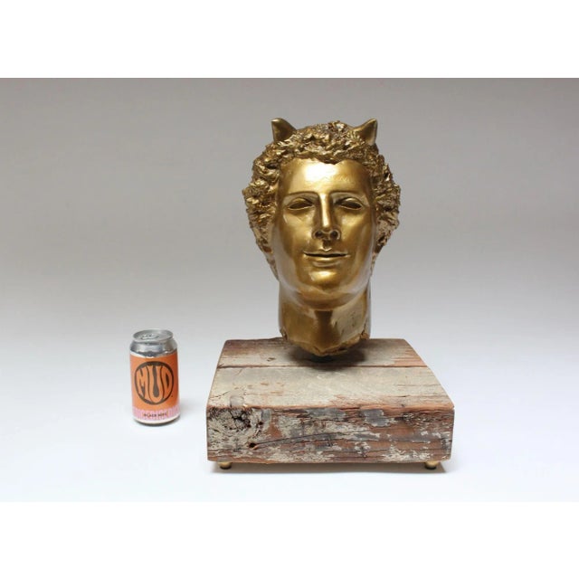 Vintage Sculpture / Bust of Mythological Deity "Pan" in Painted Plaster Cast For Sale In New York - Image 6 of 12
