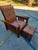 Vintage Stickley Cherry Wood Bow Slant Arm Morris Reclining Chair & Ottoman For Sale - Image 9 of 9