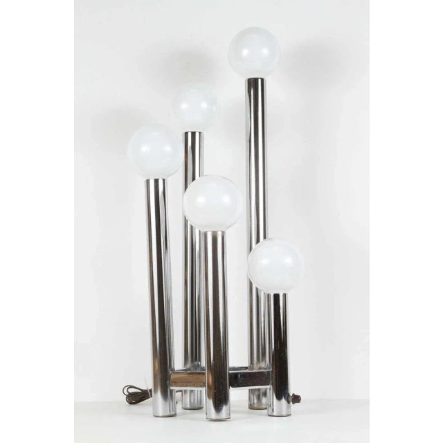 Metal Austrian Polished Chrome Five-Light Table Lamp by Kalmar Austria For Sale - Image 7 of 8