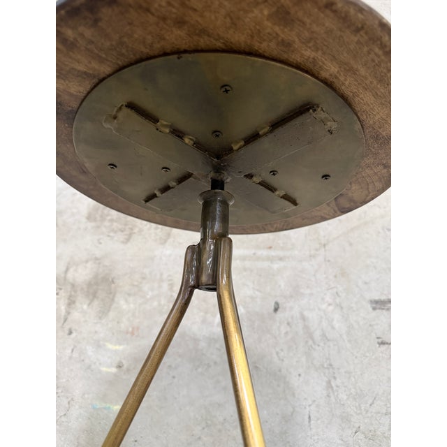Metal Arteriors Wyndham Swivel Counter Stools Set of 8 Natural Wax Wood Vintage Brass For Sale - Image 7 of 10
