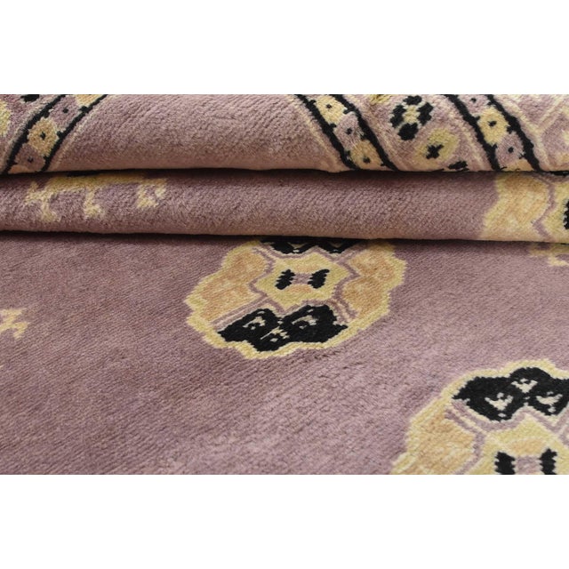 Purple Bokhara Rug 6'2'' X 9'7'' Purple Wool Tribal Hand-Knotted Oriental Carpet For Sale - Image 8 of 14