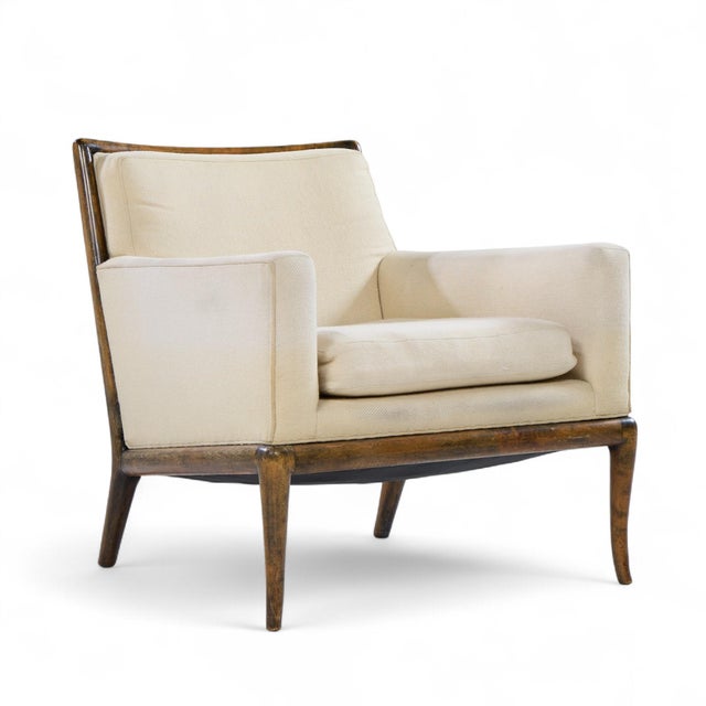 Widdicomb Robsjohn Gibbings for Widdicomb Mid Century Walnut Saber Leg Lounge Chairs - Pair For Sale - Image 4 of 12