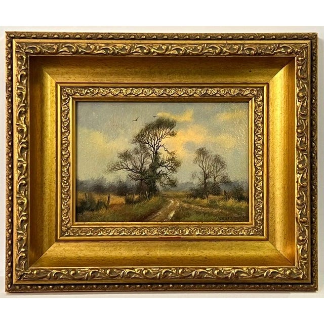 James Wright, Country Lane with Trees & Birds in English Countryside by 20th Century Artist, 1980 For Sale - Image 6 of 11