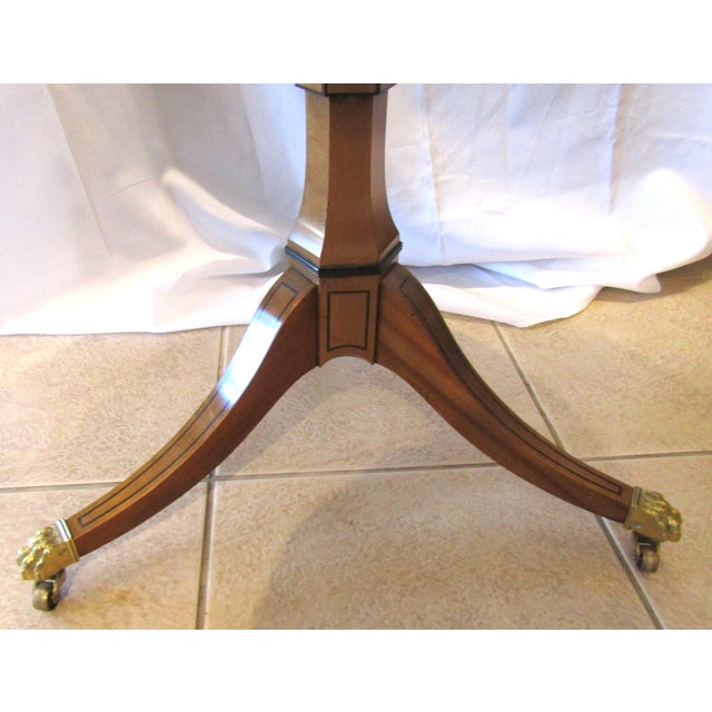 1970s Baker Stately Homes Collection Parquetry Tripod Accent Table For Sale - Image 10 of 14