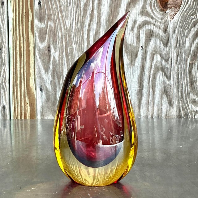 Oggetti Vintage Boho Oggetti Italian Art Glass Vase For Sale - Image 4 of 7