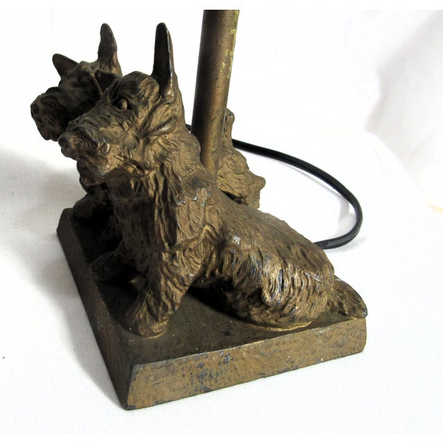 Vintage Iron Scotty Dog Lamp + Shade Electric Table Lamp For Sale - Image 4 of 14