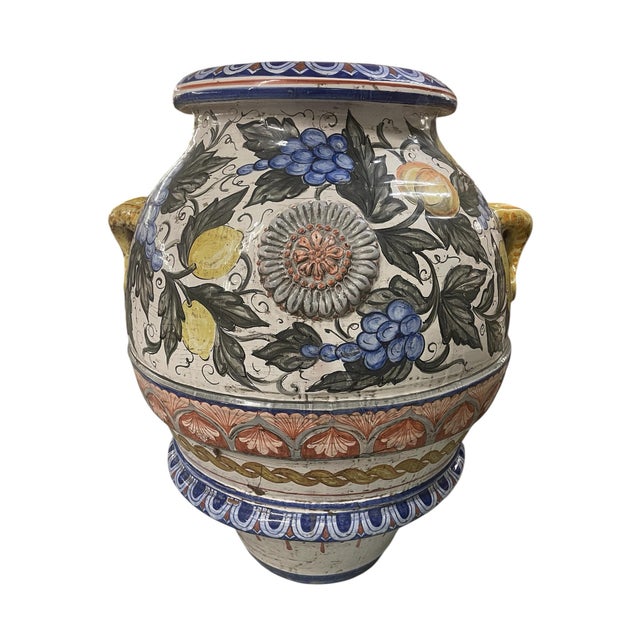 An extraordinary example of Italian ceramic artistry, this monumental vintage floor urn makes a grand statement in any...
