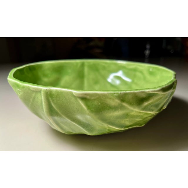 Barbara Eigen-Studio Pottery Cabbage Leaf Bowls-Signed-a Pair For Sale - Image 9 of 12