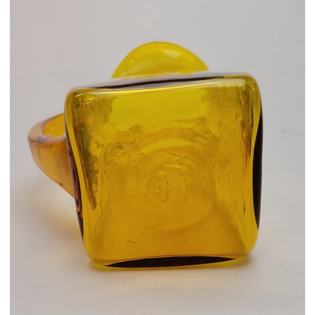 Mustard 1960s Mid Century Modern Blenko Pitcher Signed For Sale - Image 8 of 15
