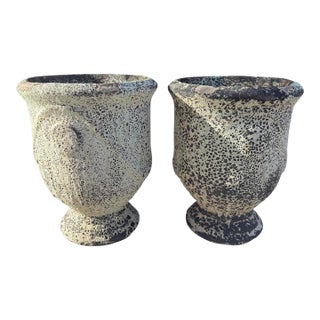 Vintage Volcanic Glaze Terracotta Garden Planters, Pair For Sale