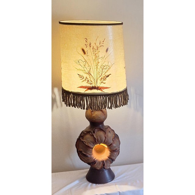 1960s Large Internally Illuminated Fat Lava Table Lamp with Fabric Shade, 1960s For Sale - Image 5 of 9