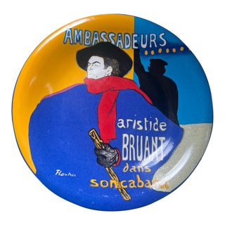 Vintage French Colorful Decorative Plate For Sale