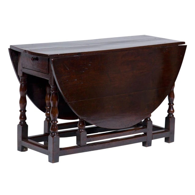 Antique English Oak Drop Leaf Table For Sale