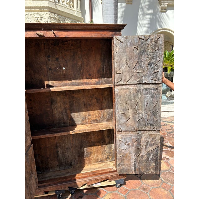 Brown Antique 18th Century Indian Teak Armoire For Sale - Image 8 of 9