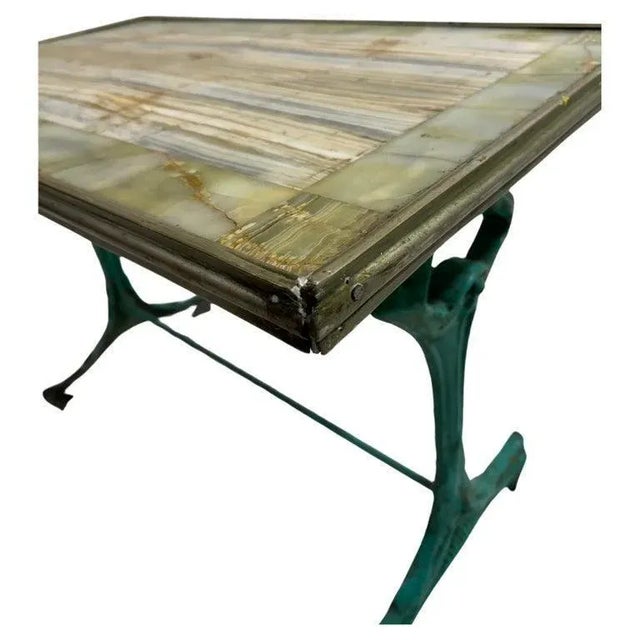 Art Nouveau Table in Enameled Cast Iron and Onyx, 1900s For Sale - Image 9 of 10