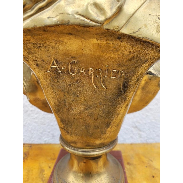 A Carrier, Bust of a Woman, 19th Century, Bronze on Marble For Sale - Image 14 of 18