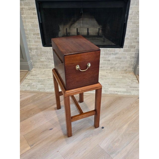 19th Century English Victorian Era Mahogany Apothecary Travel Chest Box on Stand With Glass Jars For Sale - Image 13 of 18