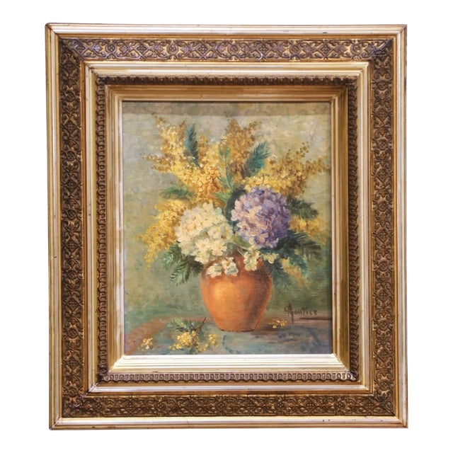 19th Century French Floral Still Life Oil Painting Signed Adeline Gautier For Sale