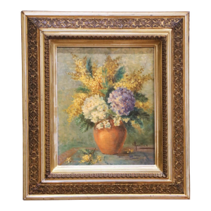 19th Century French Floral Still Life Oil Painting Signed Adeline Gautier