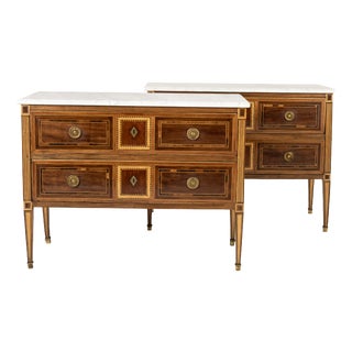 18th Century Italian Neoclassical Inlaid Chest of Drawers, Set of 2 For Sale