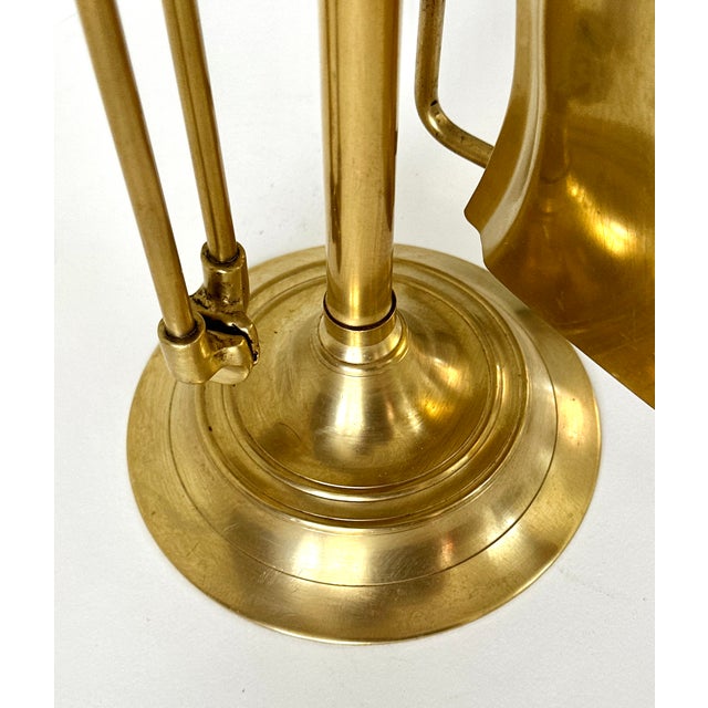 1980s Set of Federal Style Solid Brass Fireplace Piece Tools For Sale - Image 11 of 14