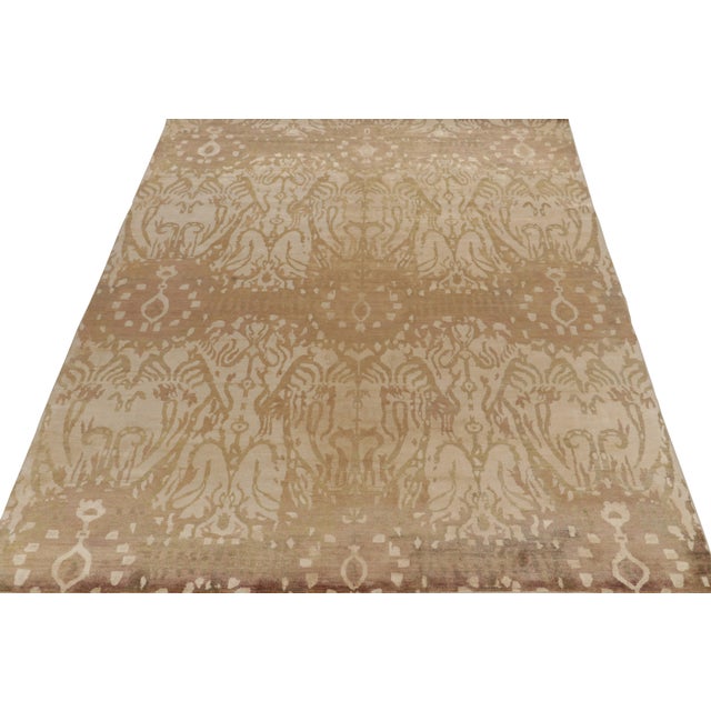 2010s Rug & Kilim’s Classic-Style Contemporary Rug in Beige-Brown Ikats Patterns For Sale - Image 5 of 7