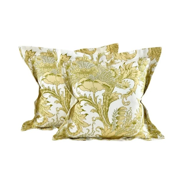 Free Spirit Designer Vicki Payne Green & White Block Print Botanical Floral Leaf Fabric Sample For Sale - Image 4 of 6