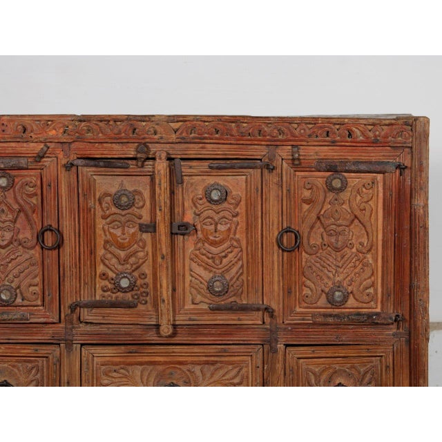 Indian Antique Indian Teakwood Carved Damachiya For Sale - Image 3 of 6