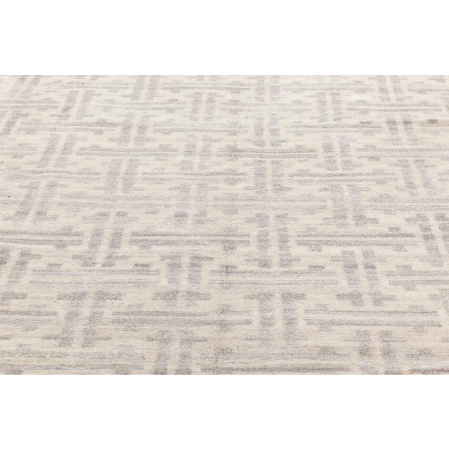 Contemporary Geometric Terra Rug in Natural Wool by Doris Leslie Blau For Sale - Image 4 of 8