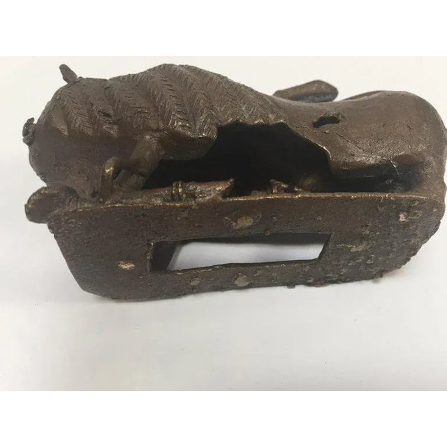 Antique Seljuk-Style Islamic Cast Bronze Lion With Prey Figure, Circa 1900 For Sale - Image 12 of 13