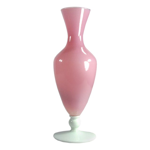 Italian Pink Glass Vase from Empoli, 1970s. For Sale