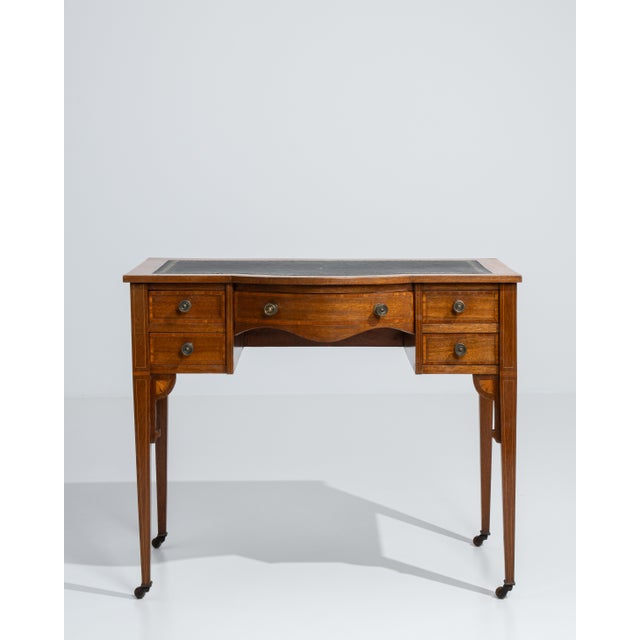 Brown 19th Century Edwardian Desk With Leather Top For Sale - Image 8 of 13