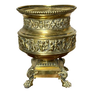 1880s French Empire Style Rococo Revival Victorian Jardiniere W/Original Liner For Sale