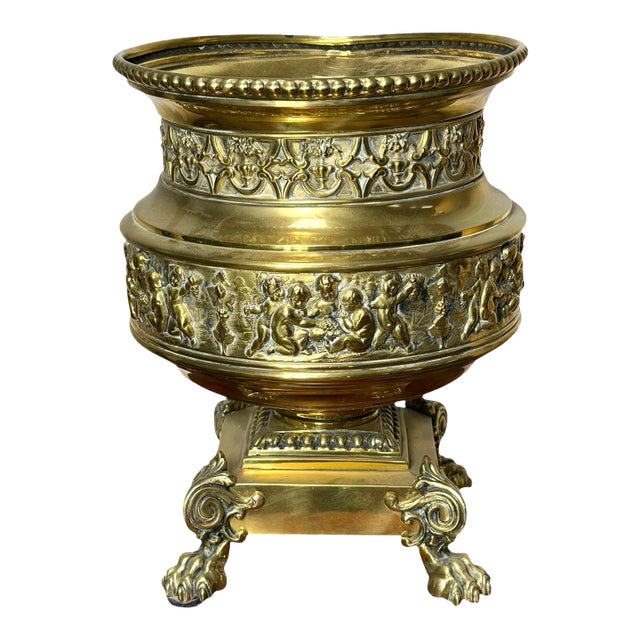 1880s French Empire Style Rococo Revival Victorian Jardiniere W/Original Liner For Sale