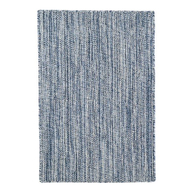 Bunny Williams for Dash & Albert Bella Navy Woven Wool Rug, 7' 6" x 9' 6" For Sale