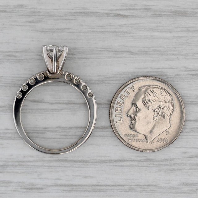 Metal 0.75ctw Round Diamond Engagement Ring 14k White Gold Size 5 Vs2 For Sale - Image 7 of 8