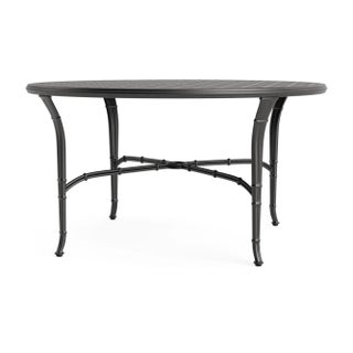 Brown Jordan Calcutta 54" Round Cast Top Dining Umbrella Table, Textured Pewter frame For Sale