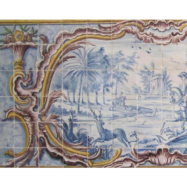 Baroque 18th Century Portuguese Azulejos Tiles Panel with Countryside Scene For Sale - Image 3 of 6