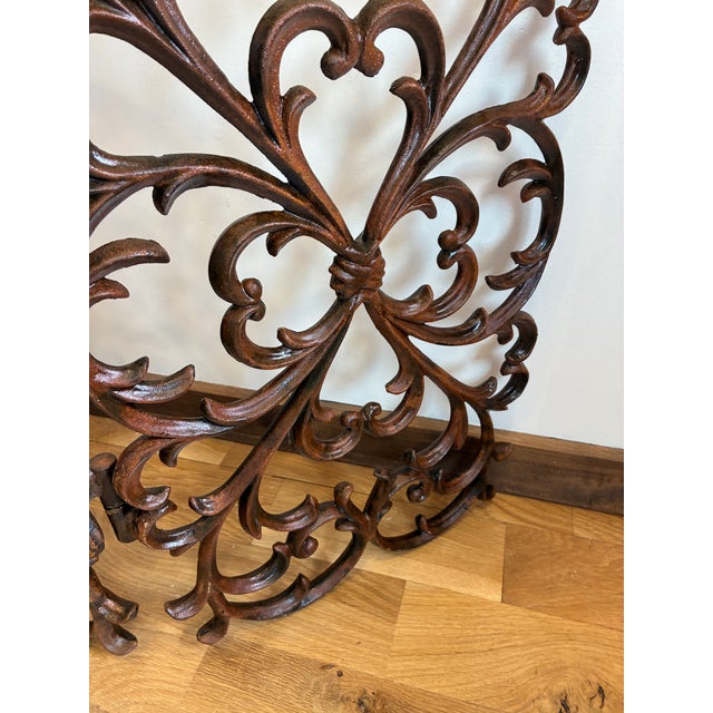 Vintage Ornate Spanish Style Cast Iron Fireplace Screen For Sale - Image 13 of 13