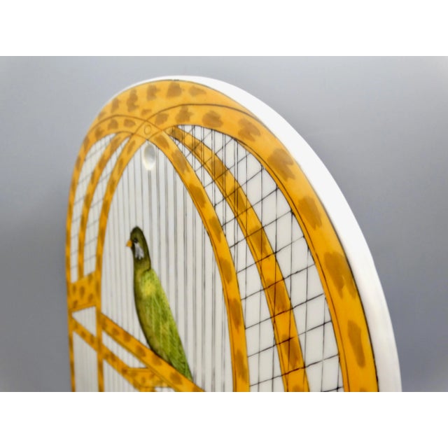 Trompe l'Oeil Delft Polychrome Tile Hanging Birdcage Wall Plaque For Sale - Image 9 of 11