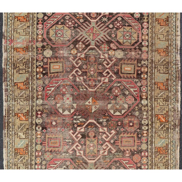 Brown Early 20th Century Antique Caucasian Shirvan Rug With All-Over Floral Motifs on a Brown Field For Sale - Image 8 of 11