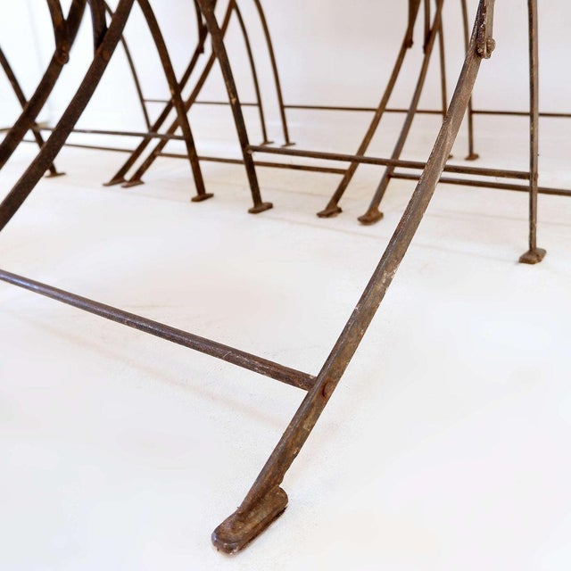 Mid-Century French Folding Chairs in Wicker and Iron, 1960s, Set of 6 For Sale - Image 11 of 17
