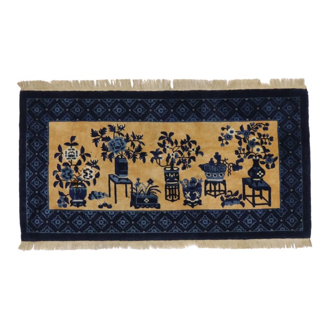 Antique Chinese Baotou Pictorial Rug - 02'05 X 04'06 For Sale