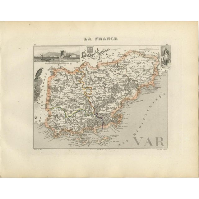 Antique Map of the Var with Draguignan, 1860 For Sale - Image 3 of 12