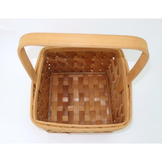 Scandinavian Rosemaling Folk Art Painted Wood Basket Handbag For Sale - Image 9 of 14